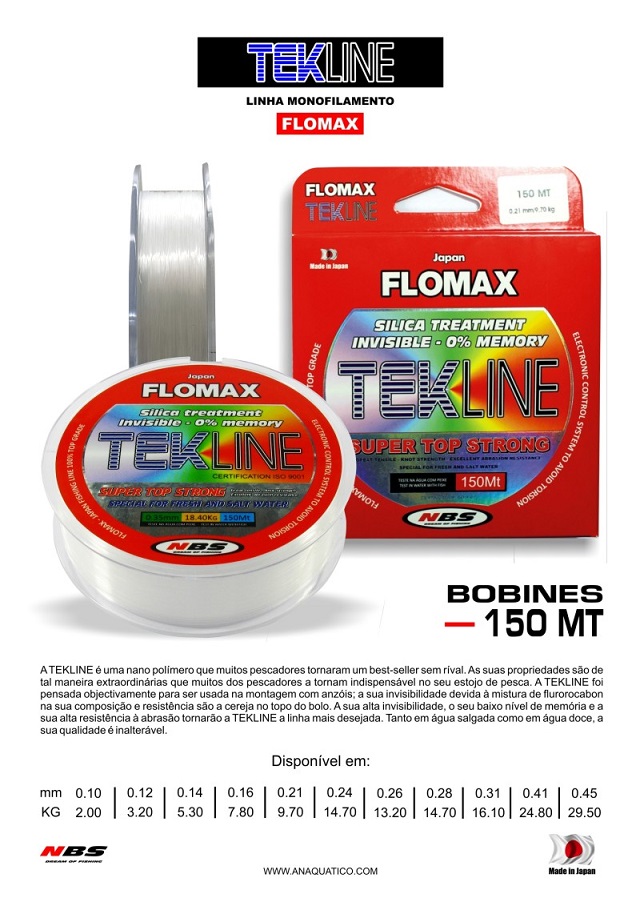 Flomax-Tekline 150 m - O ANZOL - Artigos de Pesca Desportiva